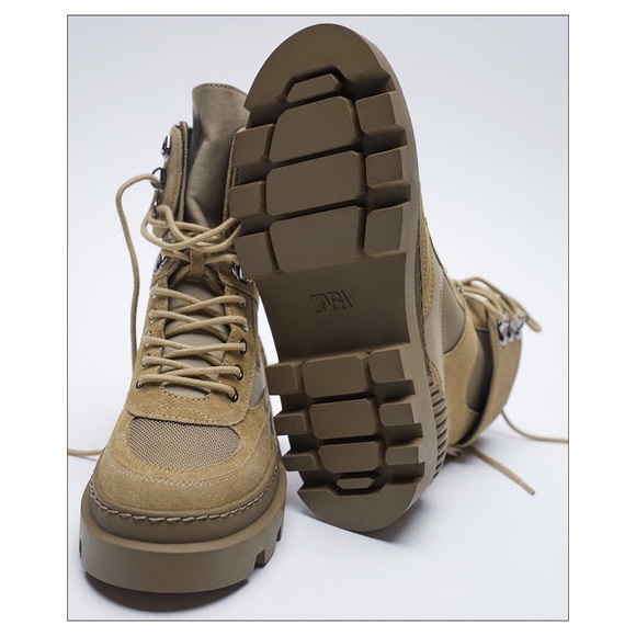 Bloggers Fave Zara Laced Split Leather Low Heel Ankle Boots Size 9 - Picture 7 of 16